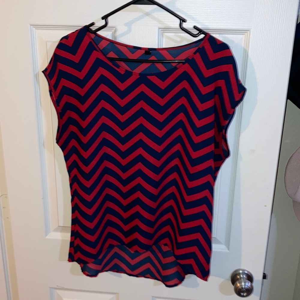 Navy & Red Chevron top